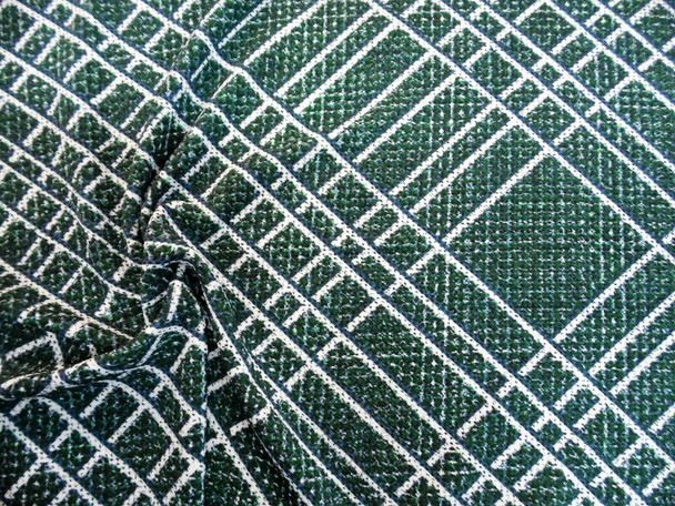 Printed Liverpool Textured Fabric 4 way Stretch Green Blue White Lattice H701