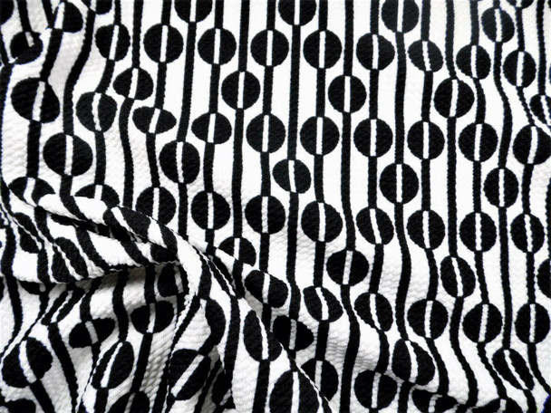 Bullet Printed Liverpool Textured Fabric Stretch Ethnic Dots White Black X40