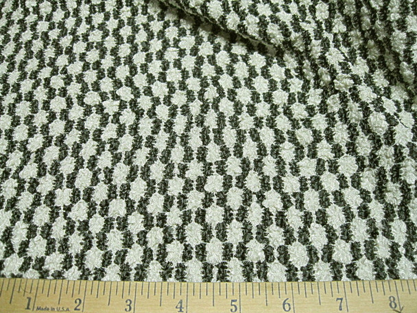 Discount Fabric Stretch Mesh Black and White Pucker Lace  62 ' wide LC327