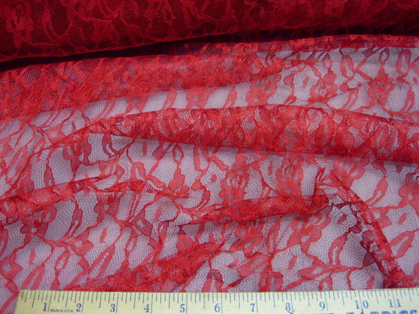 Discount Fabric Organza Mesh Lace Sweetheart Red Floral  LC311