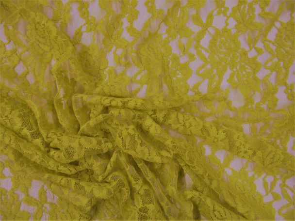 Embroidered Stretch Lace Apparel Fabric Sheer Floral Lt Chartreuse Green SS410