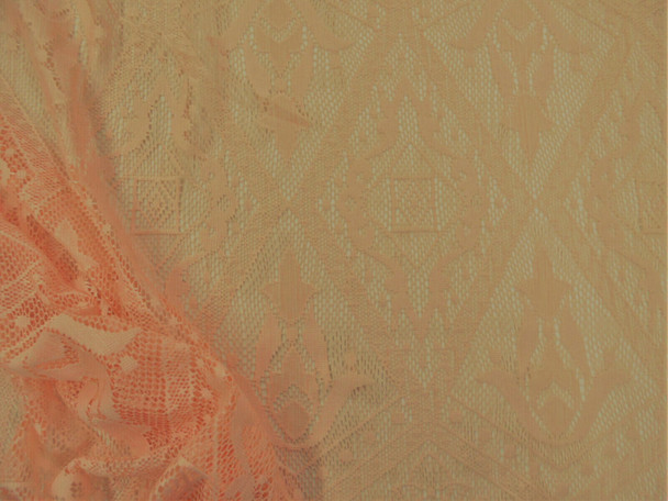 Stretch Lace Apparel Fabric Sheer Geometric Shrimp Orange RR205