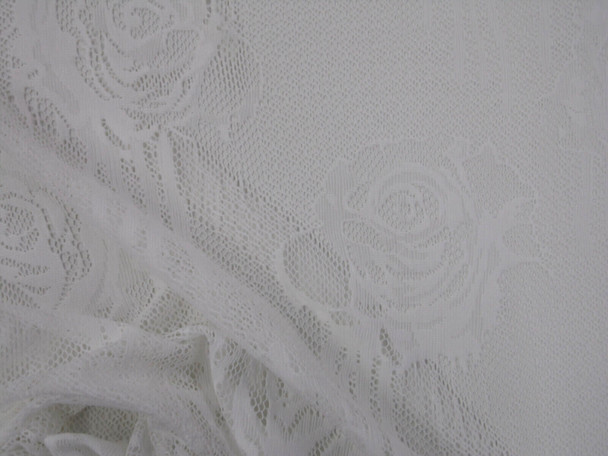 Stretch Lace Apparel Fabric Sheer Off White Rose Floral OO32