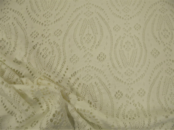 Stretch Lace Apparel Fabric Sheer Ivory Abstract TT405