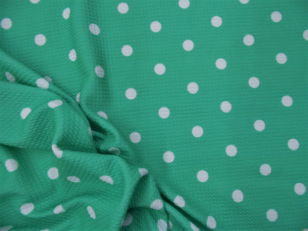 Bullet Printed Liverpool Textured Fabric Stretch Mint Green White Small Polka Dot S44