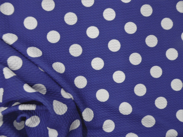 Bullet Printed Liverpool Textured Fabric 4 way Stretch Blue White Polka Dot P37