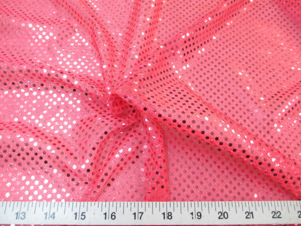 Discount Fabric Stretch Glitter Mesh Sequin Dots Hot Pink Sheer Sparkle L40