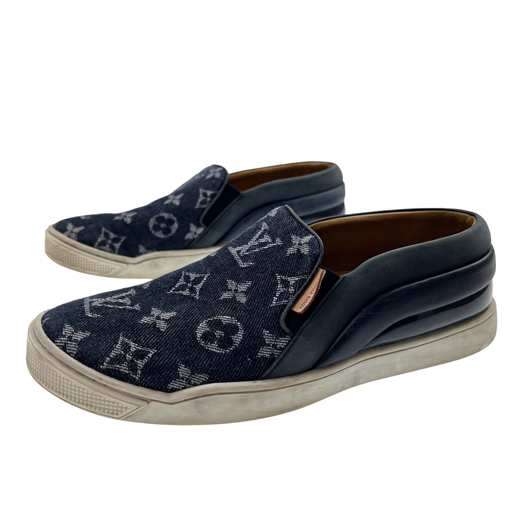 Louis Vuitton Denim Monogram Tempo Slip On Sneakers Size 34