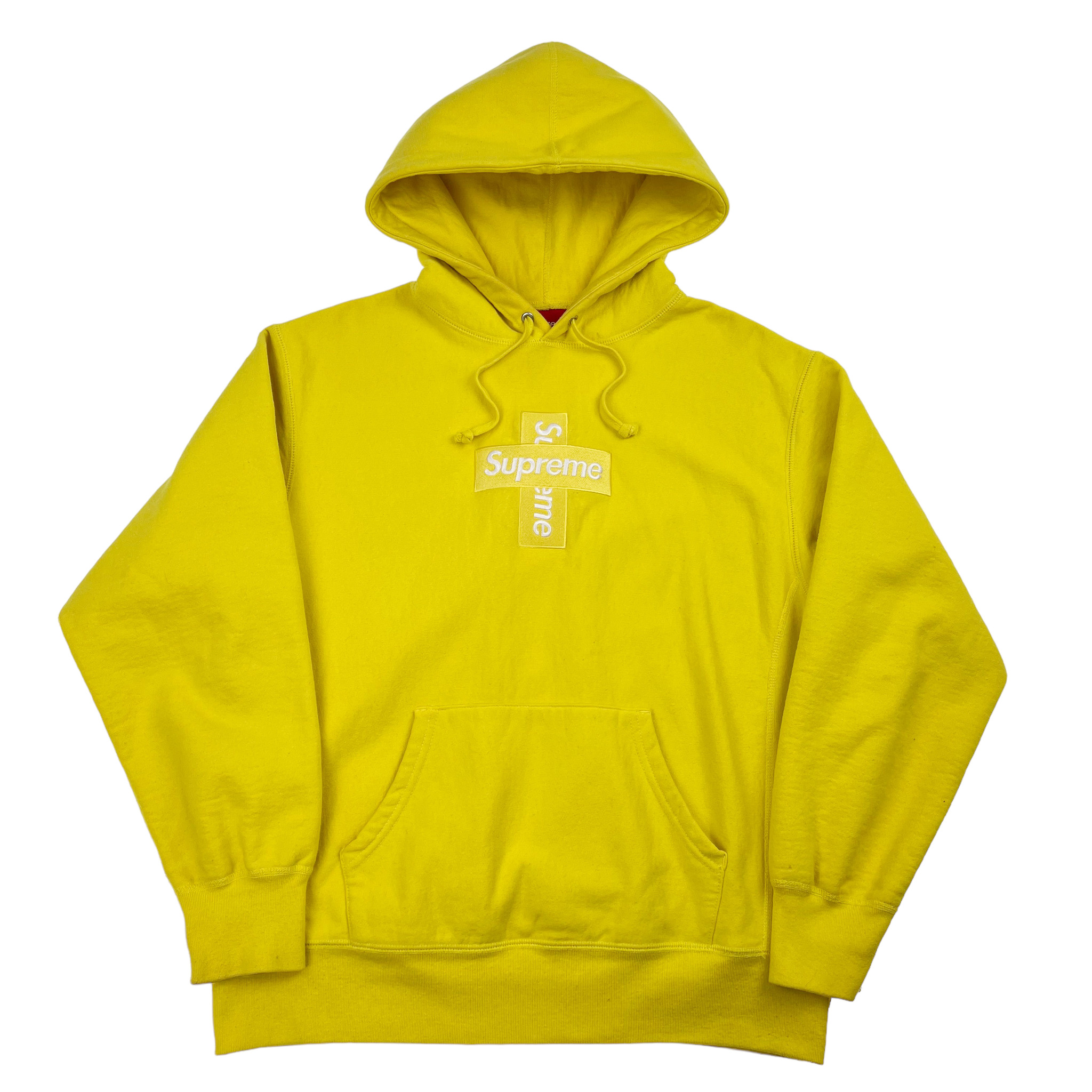 supreme cross box logo hoodie yellow