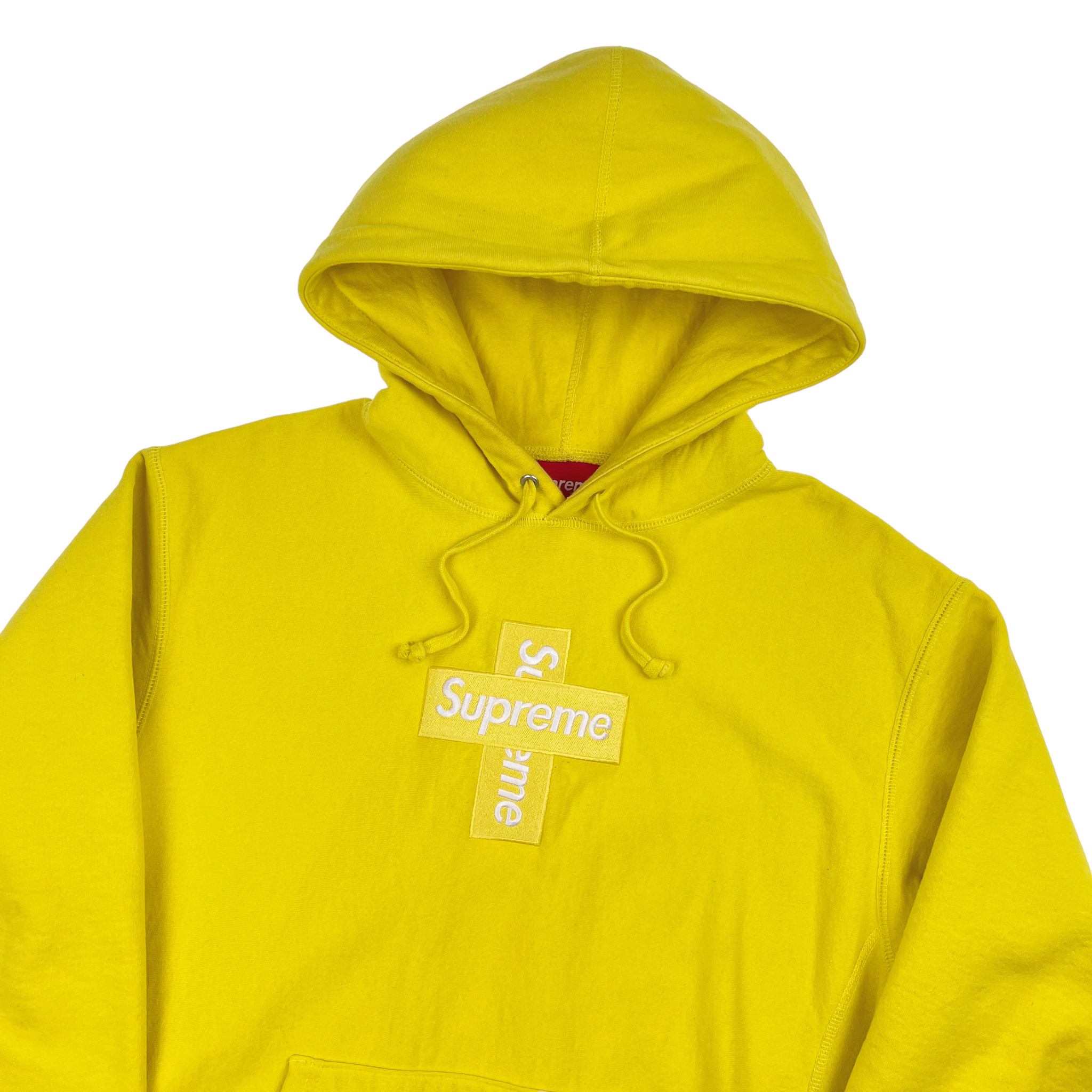 supreme cross box logo hoodie yellow