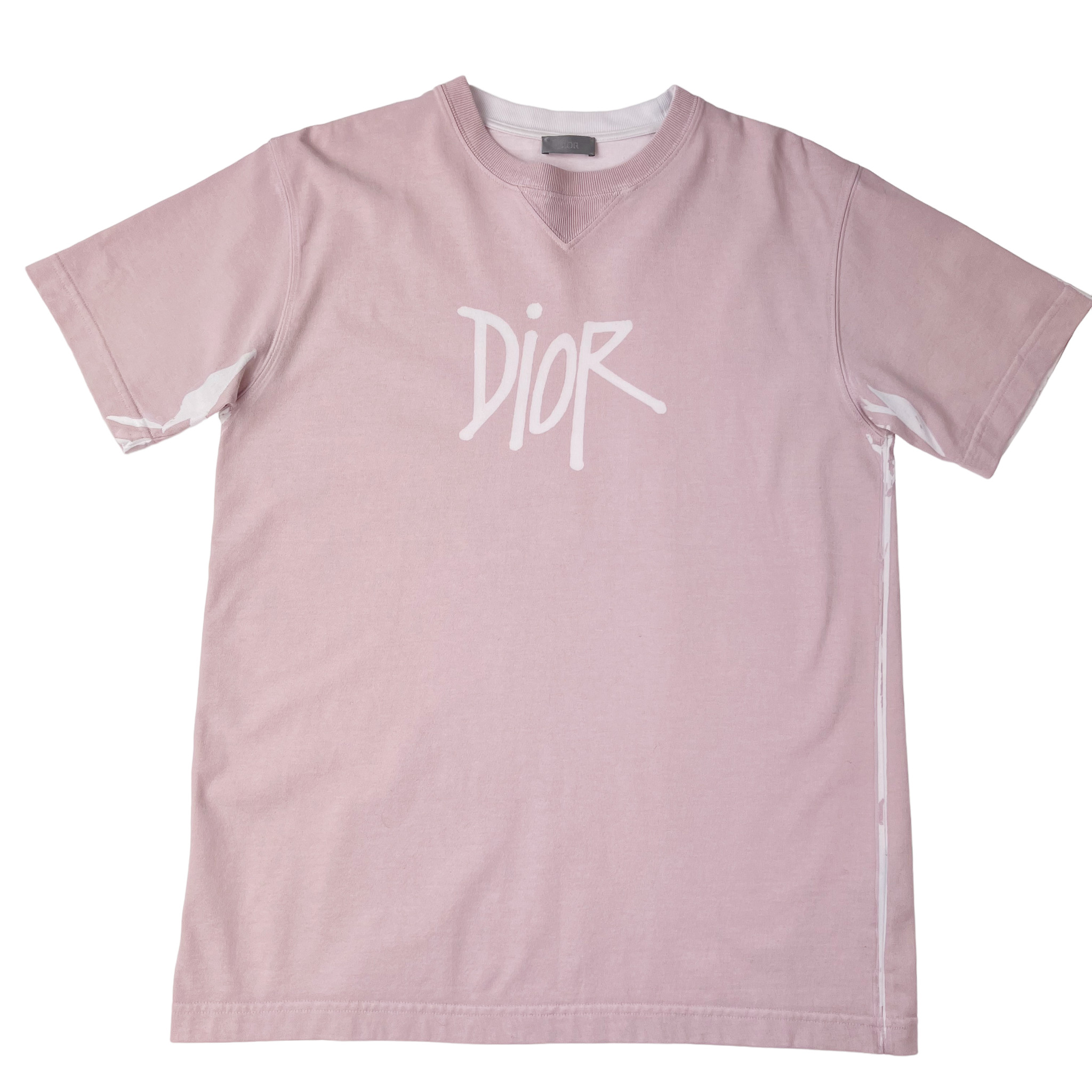 Dior x Shawn Stussy Garment Dyed Pink T Shirt - Oliver's Archive