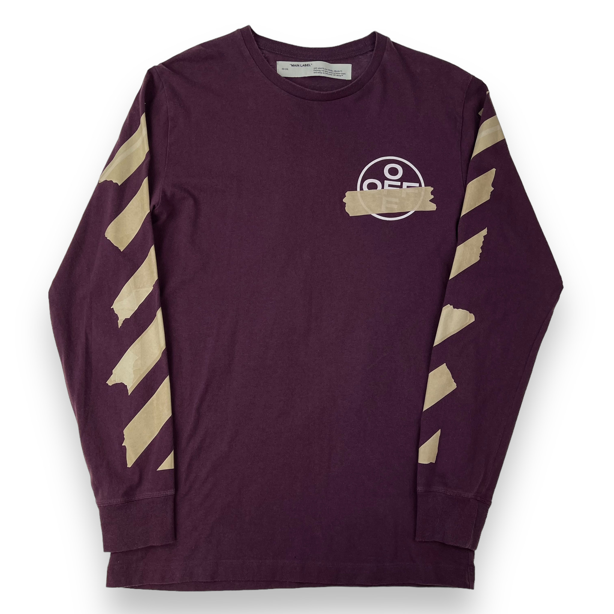 Off-White Tape Arrows Burgundy Long Sleeve T Shirt - Oliver's Archive