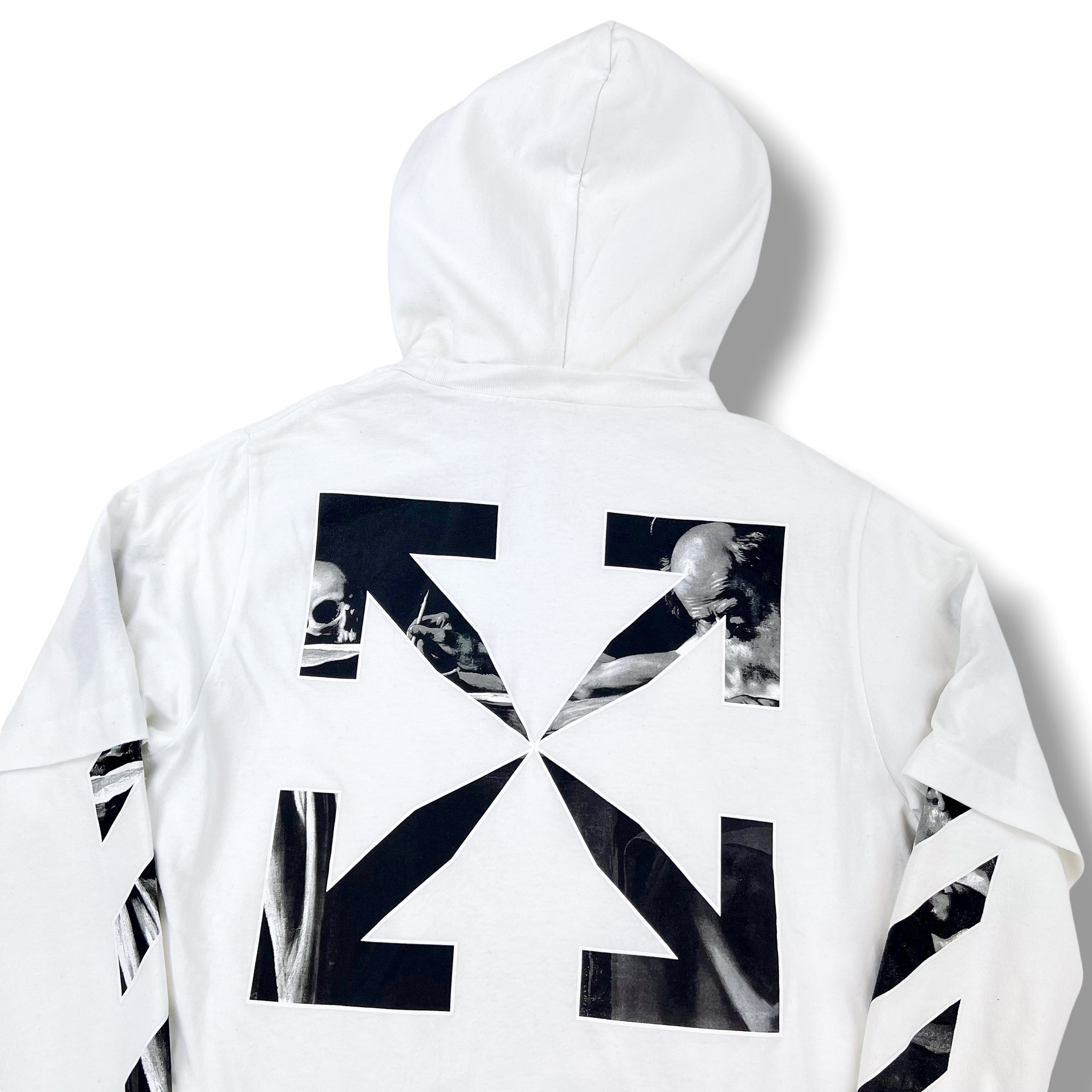 Off-White Caravaggio Arrows Layered White Hoodie - Oliver's Archive