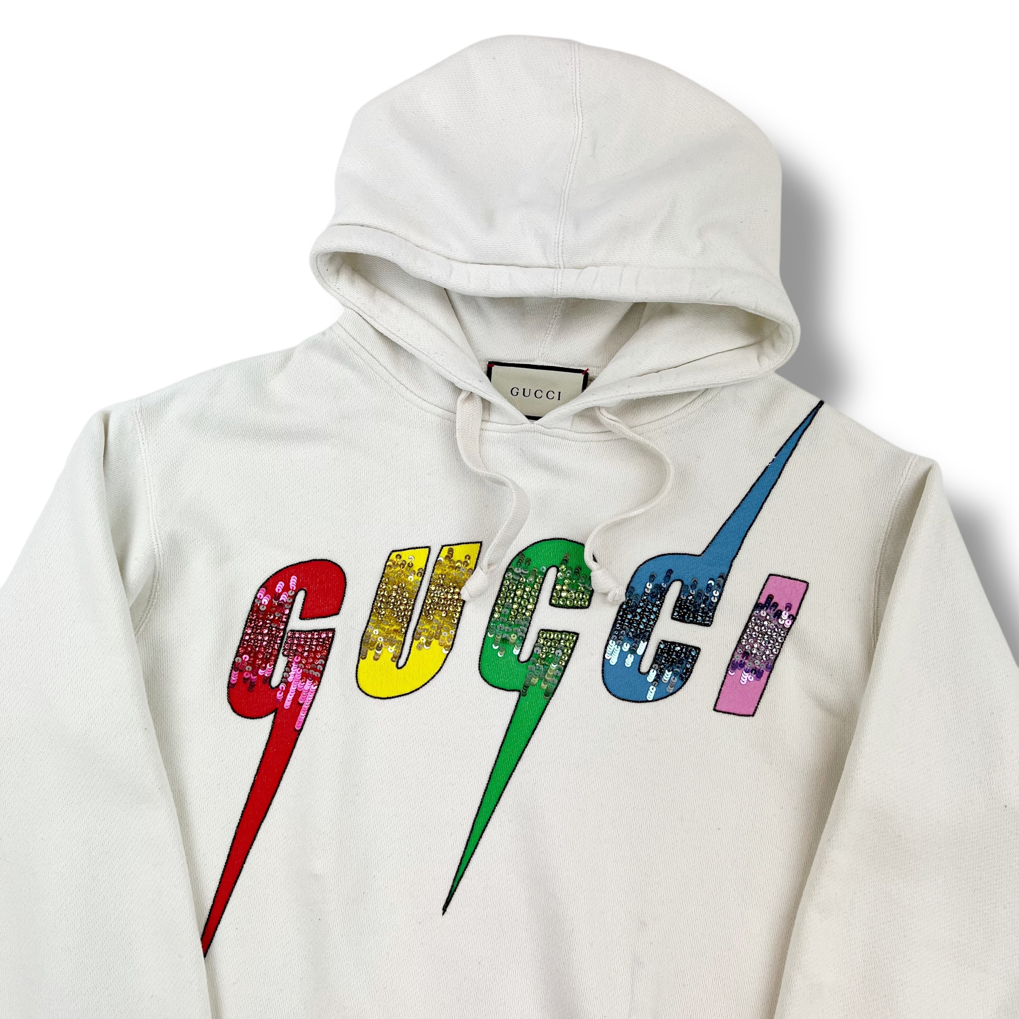 Gucci Sequin Blade Cream Hoodie - Oliver's Archive