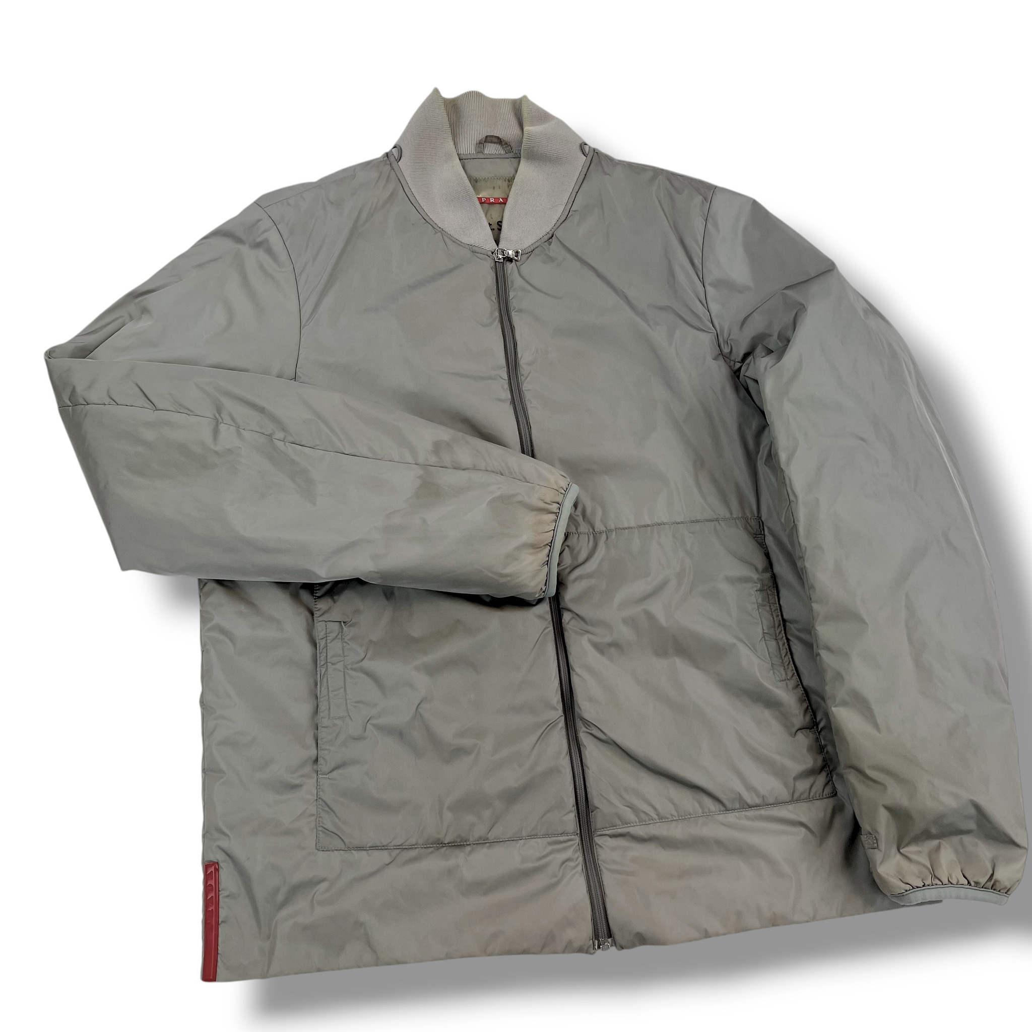 Prada Sport Grey Padded Bomber Jacket - Oliver's Archive