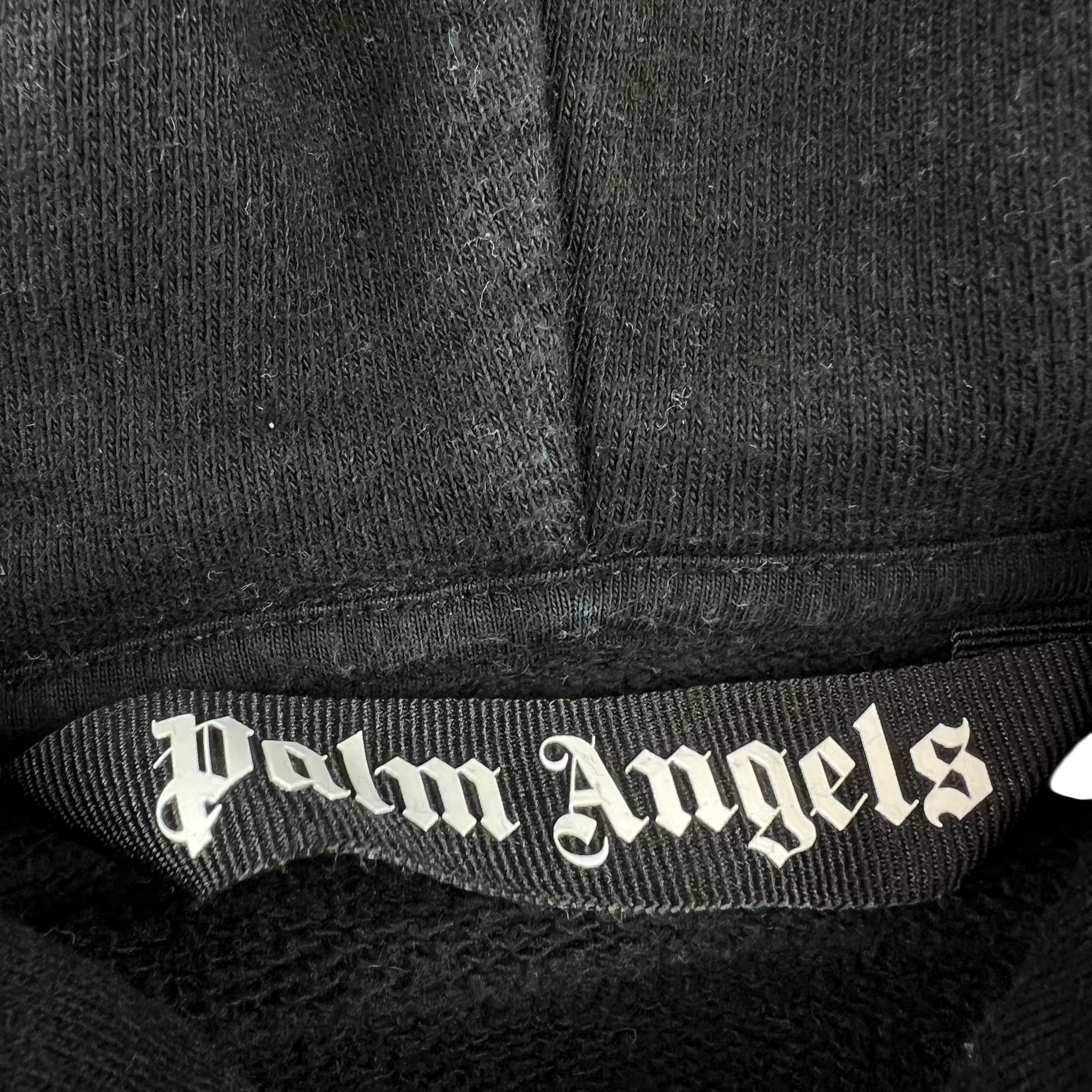 Palm Angels Yellow Spray Logo Black Hoodie - Oliver's Archive