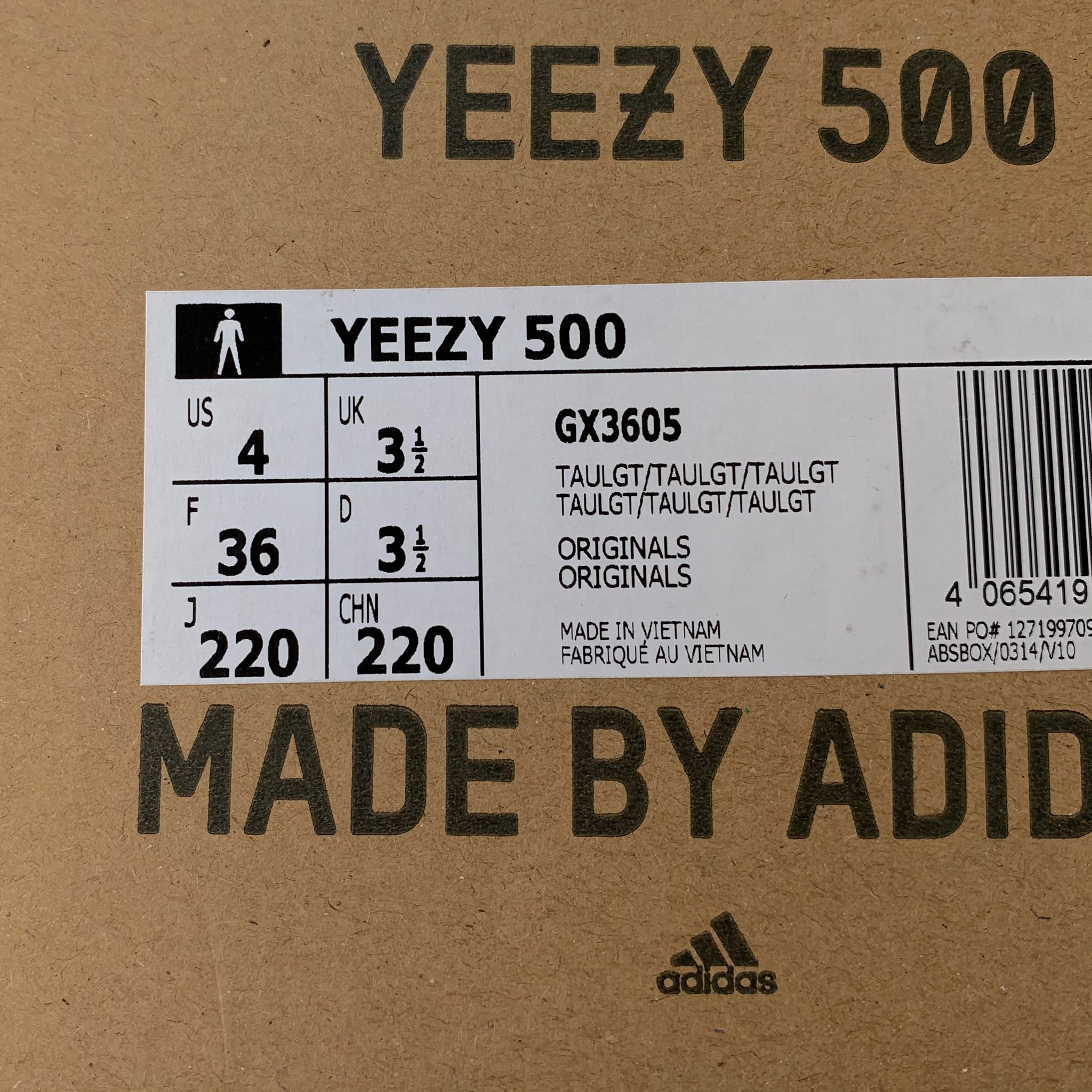 yeezy 500 taupe light box