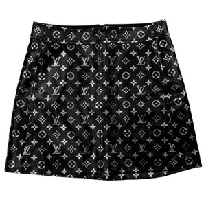 Louis Vuitton Monogram Printed Leather Mini Skirt 