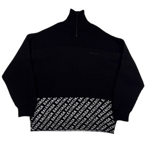 Balenciaga Logo Print Panelled Zip Sweater 