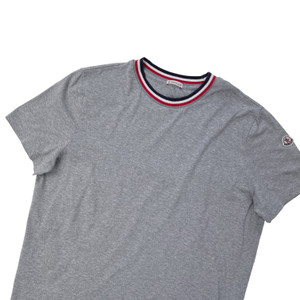 Moncler Ribbed Collar Grey T Shirt 