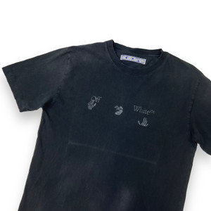 Off-White Hand Logo Distressed Black T Shirt 