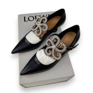 Loewe Pearl Embellished Flower Leather Pumps 