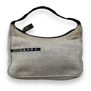 Prada 1999 Grey Canvas Shoulder Bag 