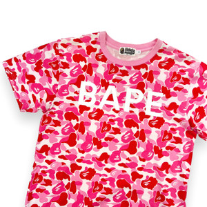 Bape Pink ABC Camo Spellout T Shirt 