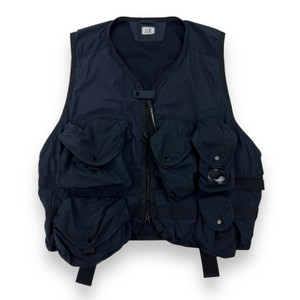 C.P. Company 50 Fili Garment Dyed Navy Tactical Pocket Vest 