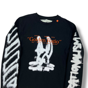 Off-White Golden Ratio Black Long Sleeve T Shirt 