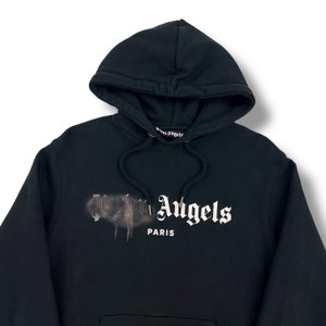 Palm Angels Black Spray Logo Pullover Hoodie 