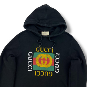 Gucci Printed Logo Black Pullover Hoodie