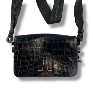 Off-White Black Croc Binder Cross Body Bag 