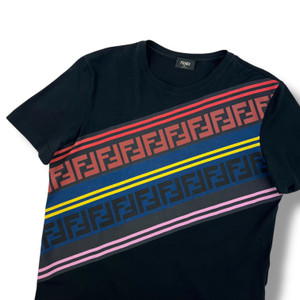 Fendi Multi FF Panelled Black T Shirt