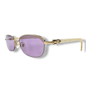 Cartier Half Rim Ivory Acetate Sunglasses w/ Custom Amethyst Lenses