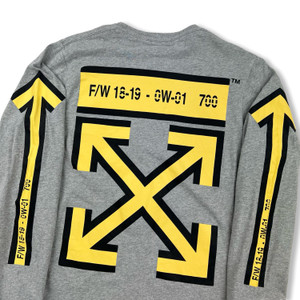 Off-White Yellow Arrows Grey Long Sleeve T Shirt