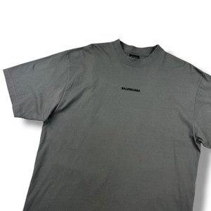 Balenciaga Embroidered Logo Grey T Shirt