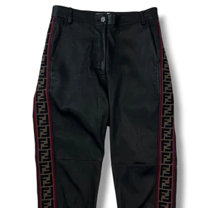 Fendi FF Black Leather Trousers
