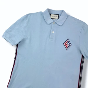 Gucci Diamond Applique Light Blue Polo Shirt