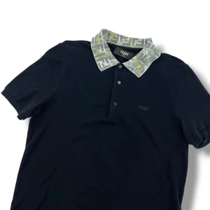 Fendi FF Collar Black Polo Shirt