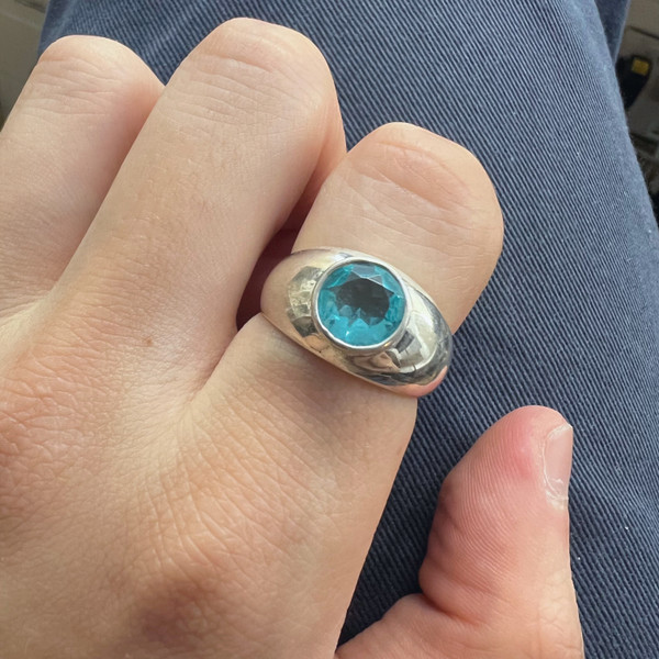 Sterling Silver Aquamarine Inlay Ring