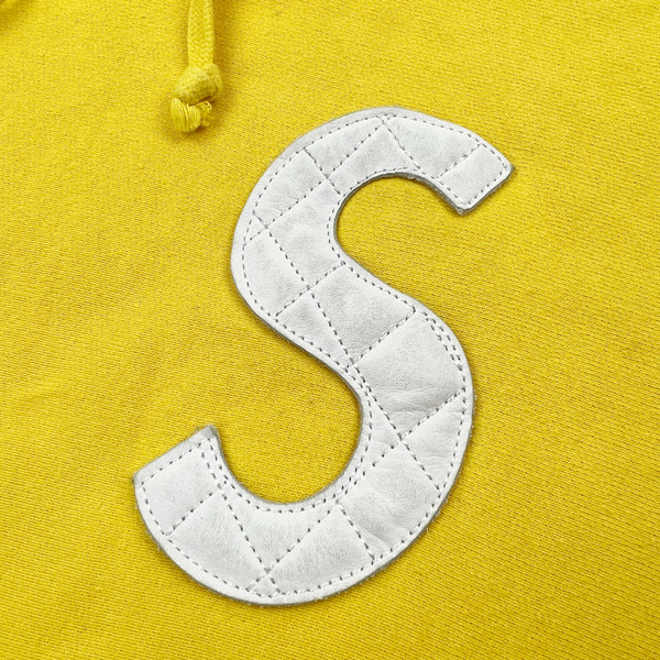Supreme Leather S Logo Yellow Hoodie 
