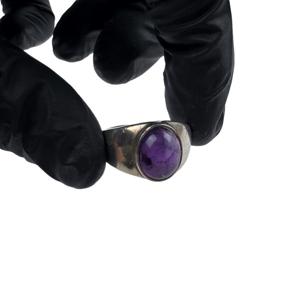 Sterling Silver Cabochon Amethyst Ring 