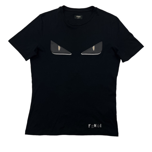 Fendi Bag Bugs Black Leather T Shirt