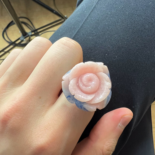 Sterling Silver Pink & Blue Quartz Rose Ring