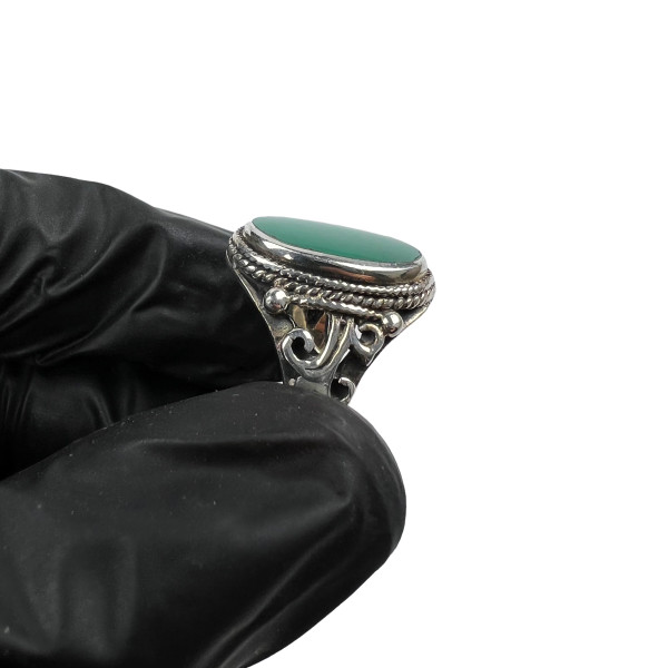 Sterling Silver Green Onyx Signet Ring