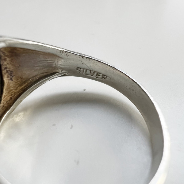 Sterling Silver Roman Centurion Onyx Engraved Signet Ring 