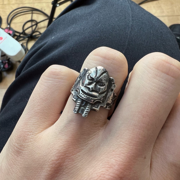 Sterling Silver Aztec Tribal Mask Ring