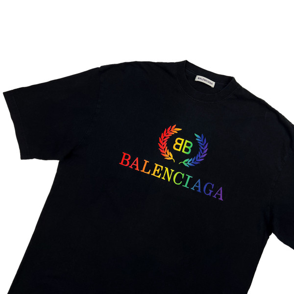 Balenciaga Embroidered Rainbow BB Crest T Shirt