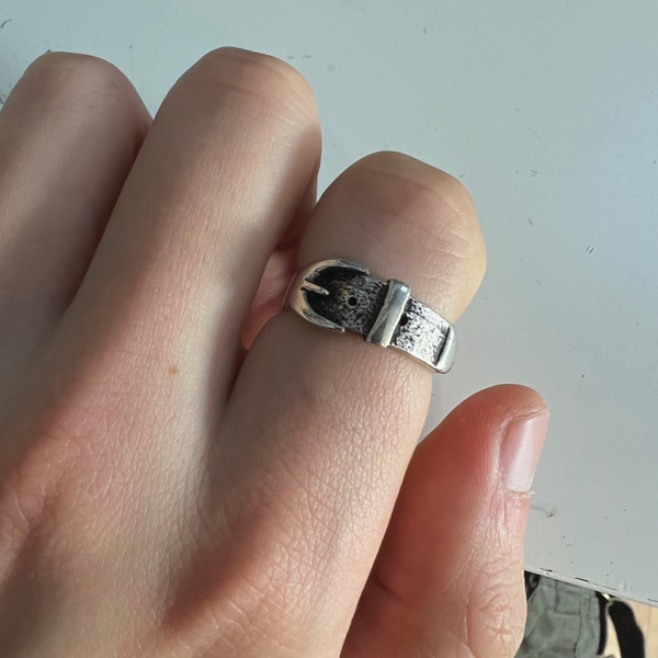 Sterling Silver Belt Design Ring 